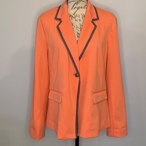 NWT Company Ellen Tracy stretch ponte one button blazer jacket peach L